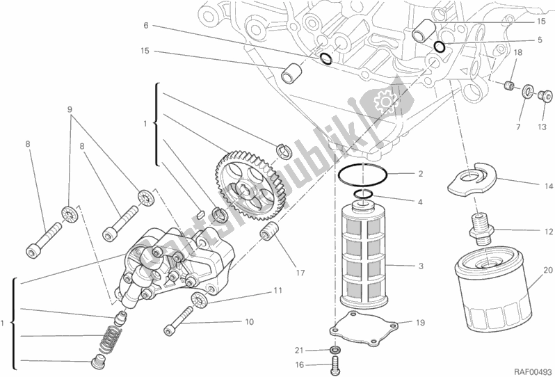 Todas as partes de Filtros E Bomba De óleo do Ducati Diavel Carbon FL AUS 1200 2017